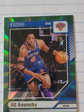 2025 Donruss OG Anunoby Knicks Basketball Card - Green Holo Laser